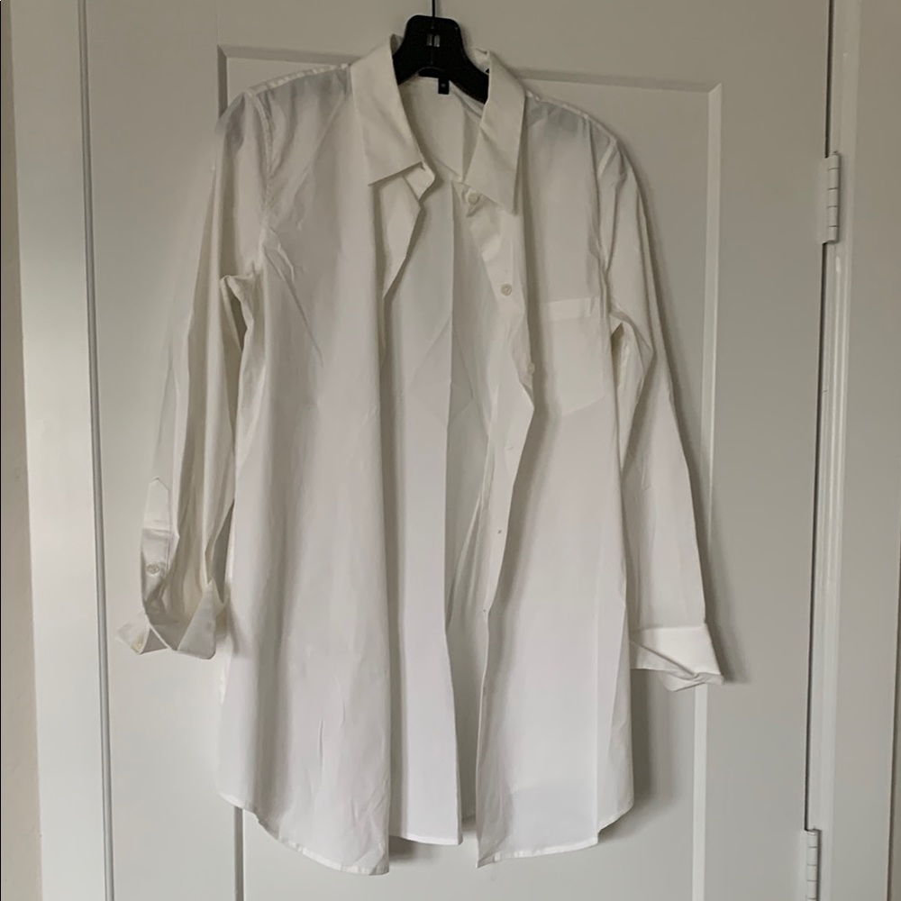 Theory Ivory Button-Up Blouse